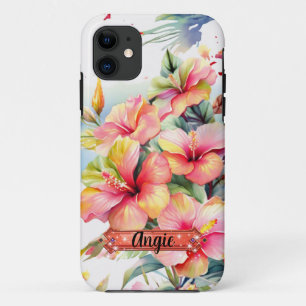 Rosa-gelbe tropische Blumen iPhone / iPad-Hülle Case-Mate iPhone Hülle