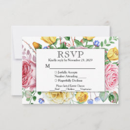 Rosa Gelbe UAWG Hochzeitsreaktion mit den Mahlzeit RSVP Karte
