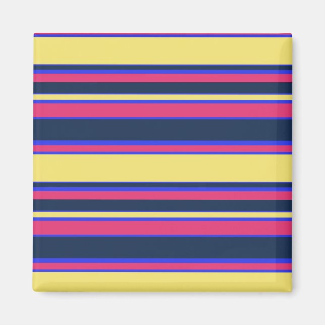 Rosa, gelbe und blaue Streifen Magnet (Vorne)