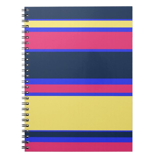 Rosa, gelbe und blaue Streifen Notizblock (Vorderseite)