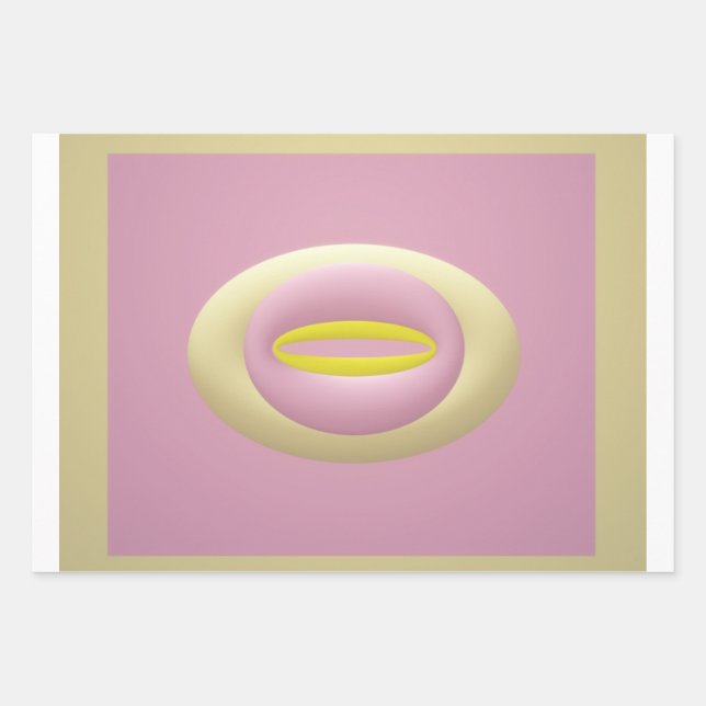 Rosa gelbe und cremefarbene nusförmige Bauweise Geschenkpapier Set (Vorderseite)