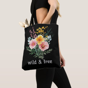 Rosa Gelbe Wildblumen Aquarell Wild und kostenlos Tasche