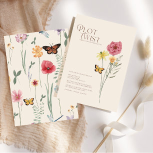 Rosa gelbe Wildblumen-Plot-Twist-Save-the-Date Save The Date