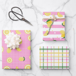 Rosa Gelbe Zitronen Amalfi Italien 1 Geschenkpapier Set