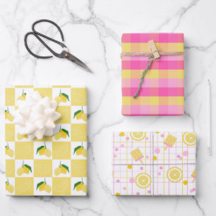 Rosa Gelbe Zitronen Amalfi Italien 2 Geschenkpapier Set