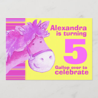 Rosa gelber Geburtstag des 5. Geburtstages des Einladung