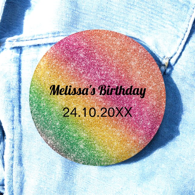 Rosa gelber Glitter-Geburtstagsfeier Button (Von Creator hochgeladen)