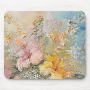Rosa Gelber Hibiskus Tropische Blumen Mousepad