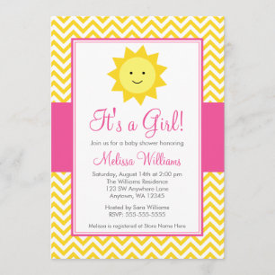 Rosa gelber Sonnenschein-Zickzack Einladung