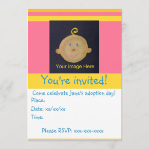 Rosa gelbes Adoptions-Party laden ein Einladung