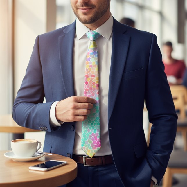 Rosa-gelbes Mosaikmuster Krawatte (Von Creator hochgeladen)