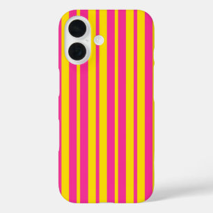Rosa gelbes stilvolles Streifenmuster-Design iPhone 16 Hülle