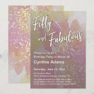 Rosa Gelbfarbener Glitzer Fünfzig und vorzüglich Einladung