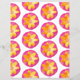 rosa Gelbfarbenes, tropisches Blume-Papier