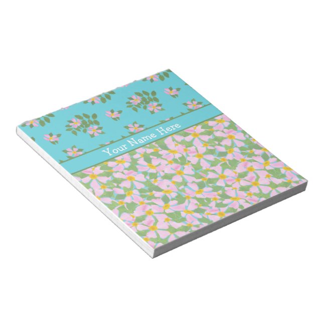 Rosa gemischte Rose Florals: Notepad oder Jotter Notizblock (angewinkelt)