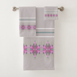 Rosa Gemustert im Detail Badhandtuch Set