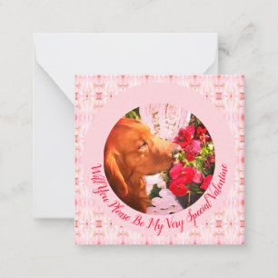 Rosa Gemustert mit einem Hund Mitteilungskarte