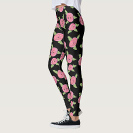 Rosa Gemusterte Rose Leggings