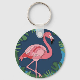 Rosa Geo Flamingo mit Namen Schlüsselanhänger