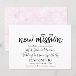 Rosa Geo Marble Neue Mission Hochzeitdatum ändern Einladung