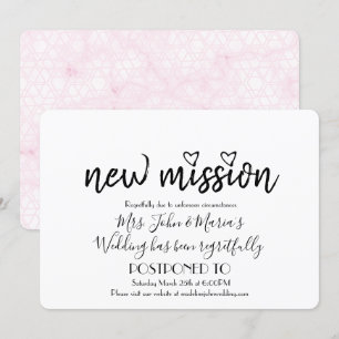 Rosa Geo Marble Neue Mission Hochzeitdatum ändern Einladung