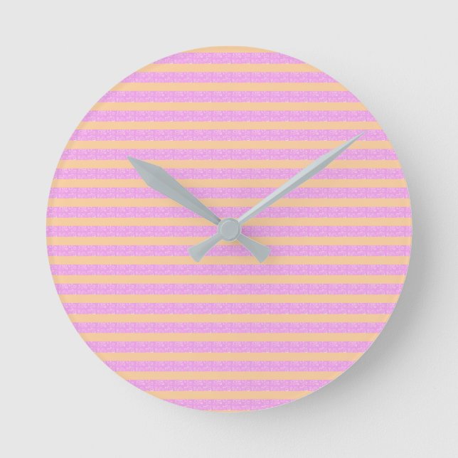 Rosa Geometrisch  Runde Wanduhr (Vorderseite)