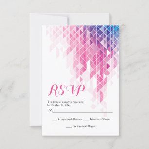rosa geometrische Dreiecke moderne Hochzeit RSVP Karte