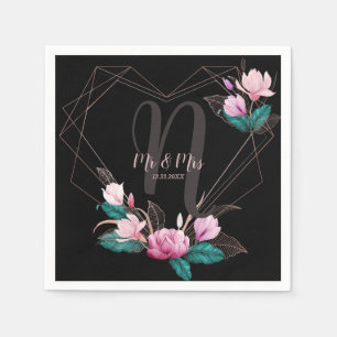 Rosa, geometrischer Rahmen für Hochzeitsparer Serviette