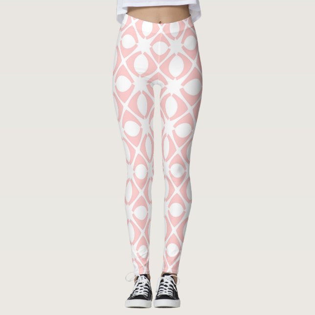 Rosa geometrisches Muster Leggings (Vorderseite)