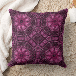 Rosa geometrisches Muster mit floralem Mandala-Gla Kissen