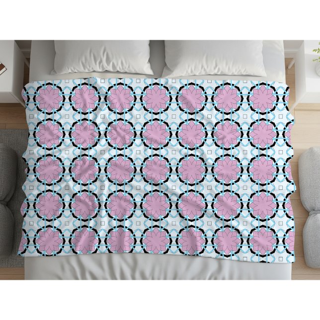 Rosa geometrisches Muster mit Kreis  Fleecedecke (Von Creator hochgeladen)
