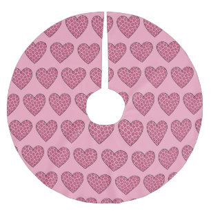 Rosa Gepard-Druck-Herzen Polyester Weihnachtsbaumdecke