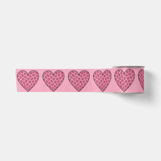 Rosa Gepard-Druck-Herzen Satinband