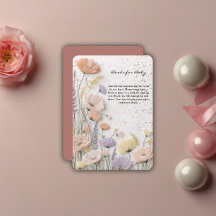 Rosa gepresste Wildblume Babydusche Begleitkarte