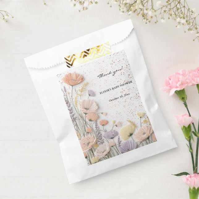 Rosa gepresste Wildblume Babydusche Geschenktütchen (Versiegelt)