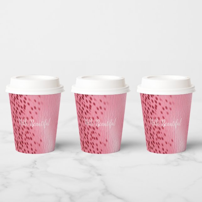 Rosa Gepunktete Leopard Cheetah Animal Print Pappbecher (Multi)