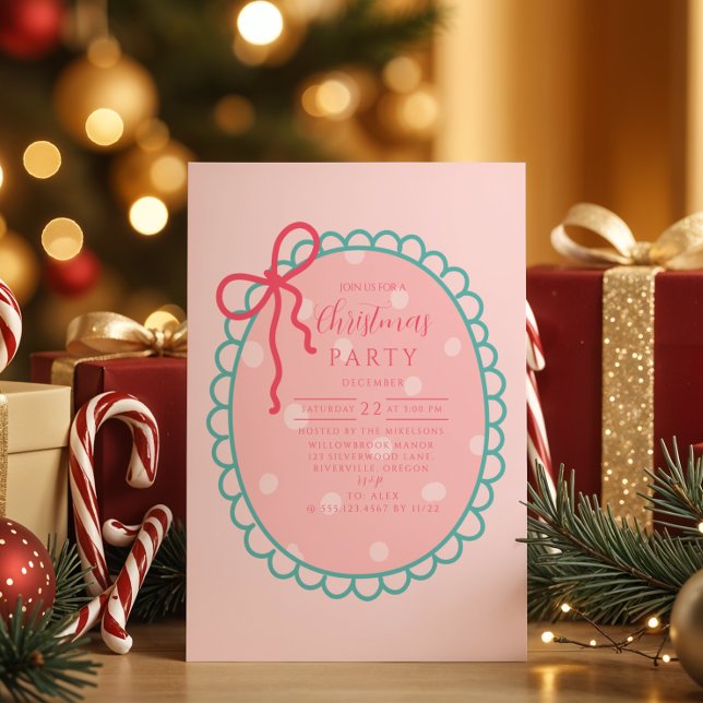 Rosa gepunktetes Weihnachten Einladung (Von Creator hochgeladen)
