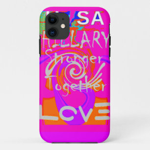 Rosa gerahmter Hillary-Inspirations-Kunst-Druck iPhone 11 Hülle