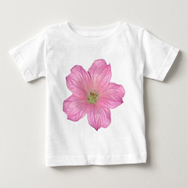 Rosa Geranium Baby T-shirt (Vorderseite)