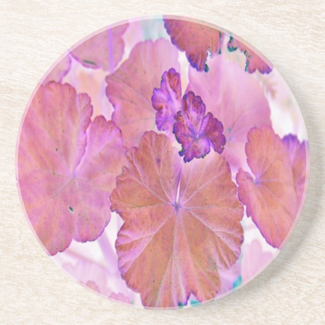 Rosa Geranium-Blätter Untersetzer (Vorne)