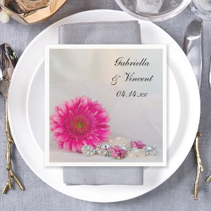 Rosa Gerber Daisy und Diamanttasten Hochzeit Serviette