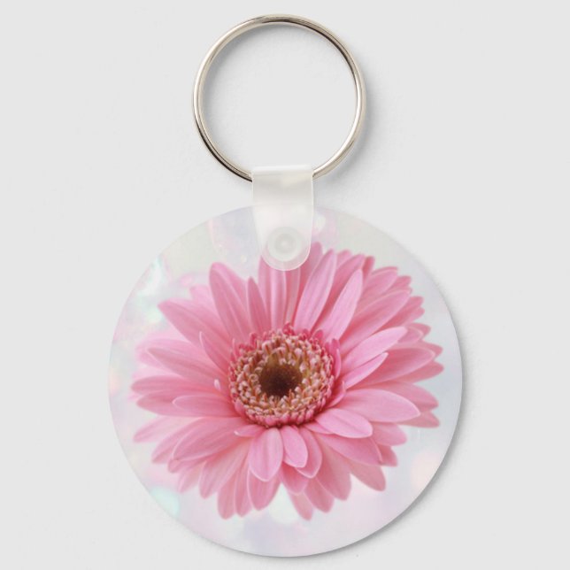 Rosa Gerbera daisa Schlüsselanhänger (Vorderseite)