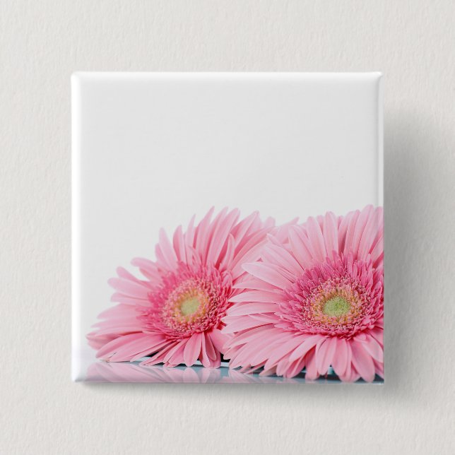 Rosa Gerbera Daisies Elegante Fotografie Button (Vorderseite)