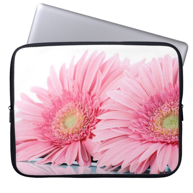 Rosa Gerbera Daisies Elegante Fotografie Laptopschutzhülle (Vorderseite)