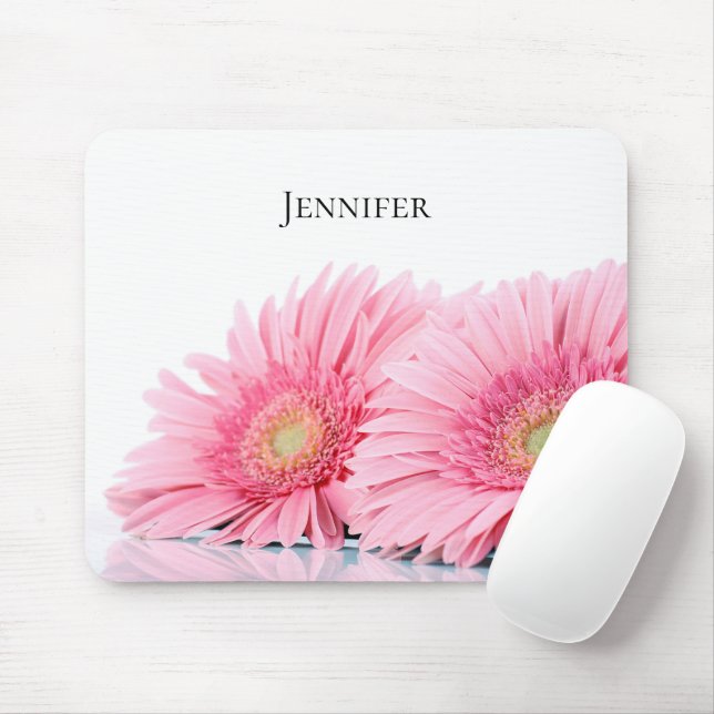Rosa Gerbera Daisies Elegante Fotografie Mousepad (Mit Mouse)