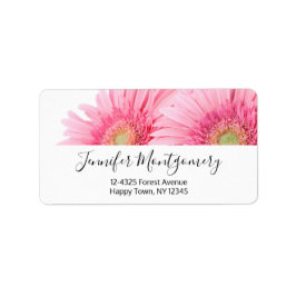 Rosa Gerbera Daisies Elegantes Foto Adressaufkleber