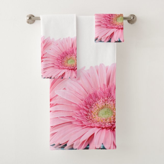 Rosa Gerbera Daisies Elegantes Foto Badhandtuch Set (Insitu)