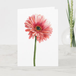 Rosa Gerbera-Daisy-Aquarell-Garten-Naturliebhaber Karte