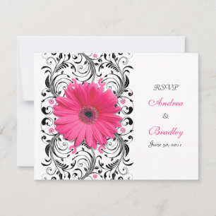 Rosa Gerbera-Daisy-Blumen-Antwortkarte RSVP Karte