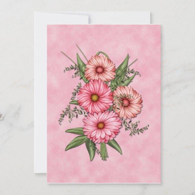 Rosa Gerbera Daisy Einladung (Vorderseite)